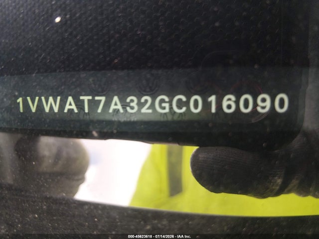 45623618 :رقم المزاد ، 1VWAT7A32GC016090 vin ، 2016 Volkswagen Passat 1.8t S مزاد بيع