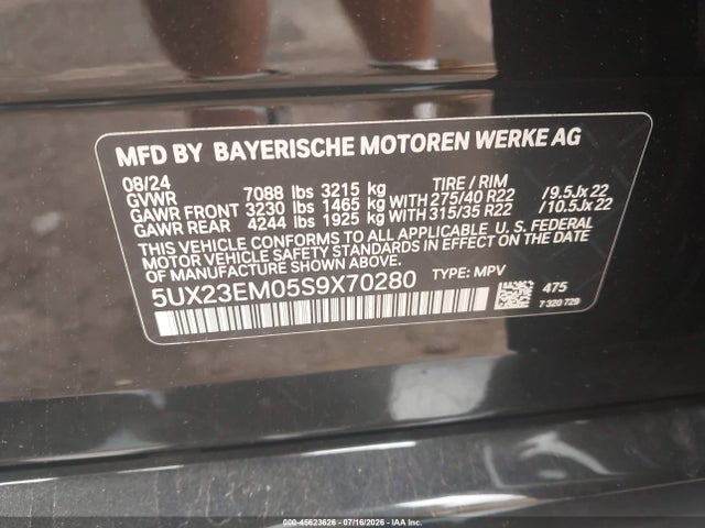 Aukcja sprzedaży 2025 Bmw X7 Xdrive40i, vin: 5UX23EM05S9X70280, numer aukcji: 45623626