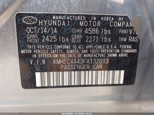 Продаж на аукціоні авто 2015 Hyundai Sonata Hybrid, vin: KMHEC4A43FA132013, номер лоту: 45623653