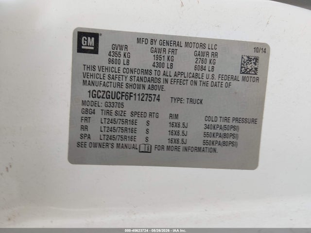 Chevrolet Express 3500 Work Van 2015 1GCZGUCF6F1127574 Image 9