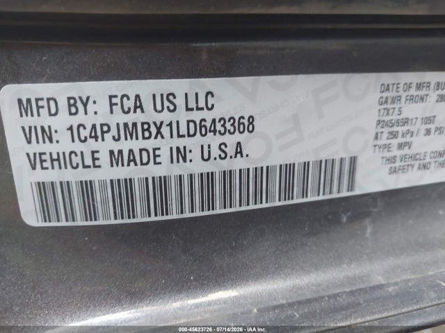 1C4PJMBX1LD643368 Jeep Cherokee Trailhawk 4x4