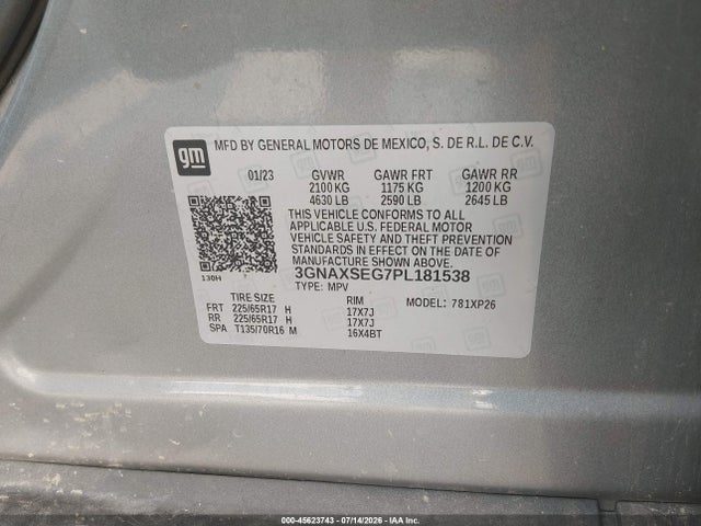 Chevrolet Equinox Awd Ls 2023 3GNAXSEG7PL181538 Image 9