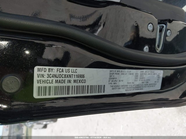 2022 Jeep Compass Limited 4x4 მანქანა იყიდება აუქციონზე, vin: 3C4NJDCBXNT116906, აუქციონის ნომერი: 45623768