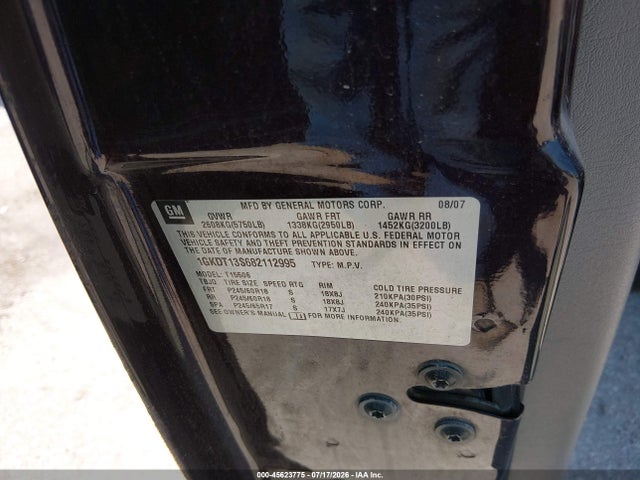 2008 Gmc Envoy Slt მანქანა იყიდება აუქციონზე, vin: 1GKDT13S682112995, აუქციონის ნომერი: 45623775