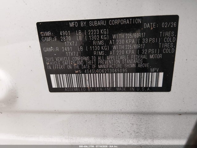 Aukcja sprzedaży 2026 Subaru Forester Premium, vin: 4S4SLDD62T3065095, numer aukcji: 45623799