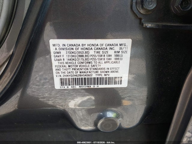 2011 Acura Mdx Technology Package მანქანა იყიდება აუქციონზე, vin: 2HNYD2H62BH540602, აუქციონის ნომერი: 45623801