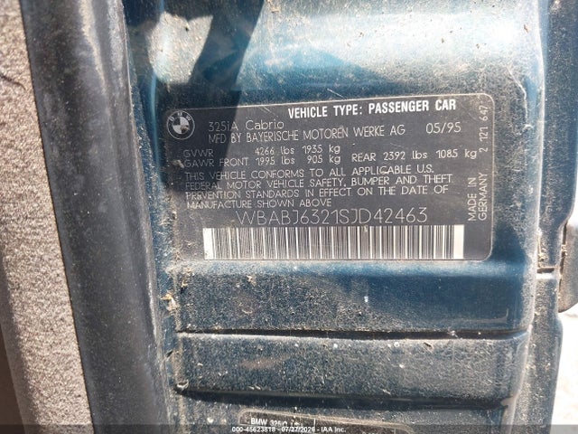 Продаж на аукціоні авто 1995 Bmw 325 Ic Automatic, vin: WBABJ6321SJD42463, номер лоту: 45623818