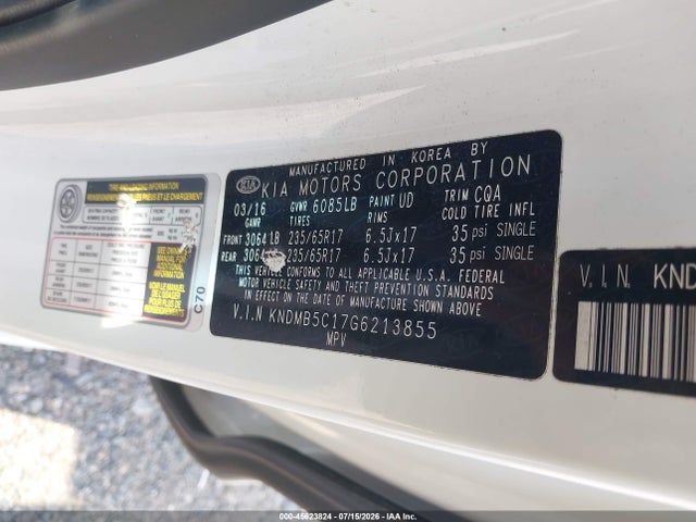 KIA SEDONA LX 2016 KNDMB5C17G6213855 Image 9
