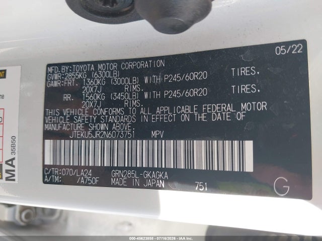 Toyota 4runner Limited 2022 JTEKU5JR2N6073751 Image 9
