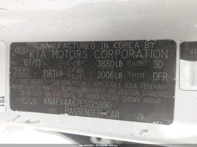 Aukcja sprzedaży 2014 Kia Forte Lx, vin: KNAFX4A67E5125990, numer aukcji: 45623881