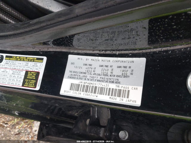 2025 Mazda Mazda3 მანქანა იყიდება აუქციონზე, vin: JM1BPABM2S1774435, აუქციონის ნომერი: 45623918