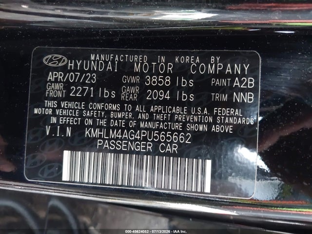 Продажа на аукционе авто 2023 Hyundai Elantra Sel, vin: KMHLM4AG4PU565662, номер лота: 45624052