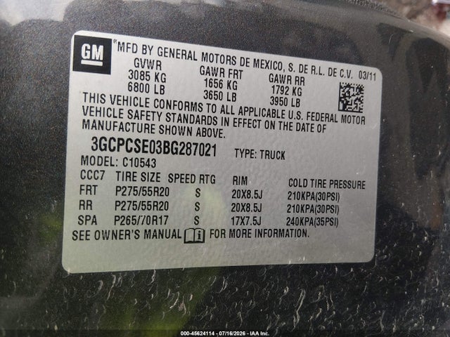 Продажа на аукционе авто 2011 Chevrolet Silverado 1500 Lt, vin: 3GCPCSE03BG287021, номер лота: 45624114