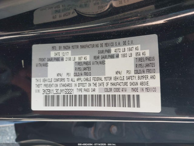 Mazda Mazda3 Touring 2018 3MZBN1L30JM193221 Image 9