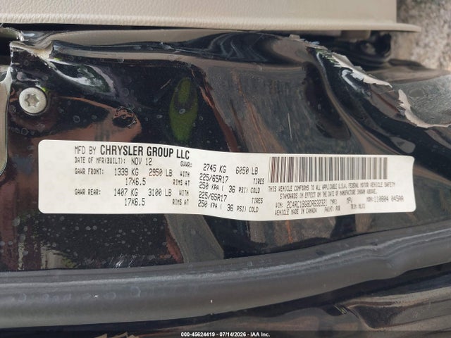 2013 Chrysler Town & Country Touring მანქანა იყიდება აუქციონზე, vin: 2C4RC1BG8DR632321, აუქციონის ნომერი: 45624419