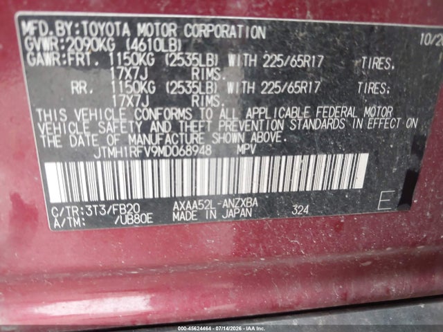 Продаж на аукціоні авто 2021 Toyota Rav4 Le, vin: JTMH1RFV9MD068948, номер лоту: 45624464