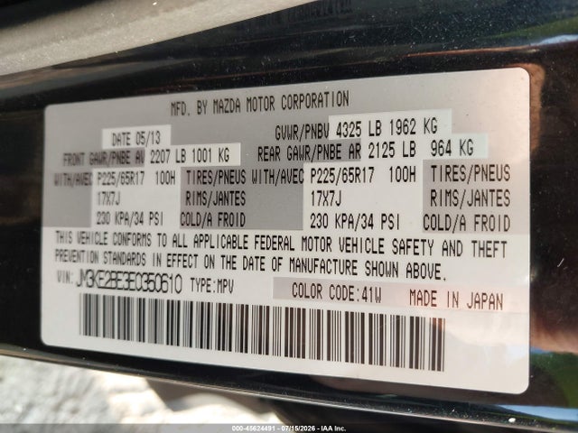 45624491 :رقم المزاد ، JM3KE2BE3E0350610 vin ، 2014 Mazda Cx-5 Sport مزاد بيع