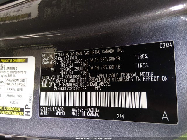 2024 Lexus Nx 350h Luxury მანქანა იყიდება აუქციონზე, vin: 2T2HKCEZ3RC031389, აუქციონის ნომერი: 45624548