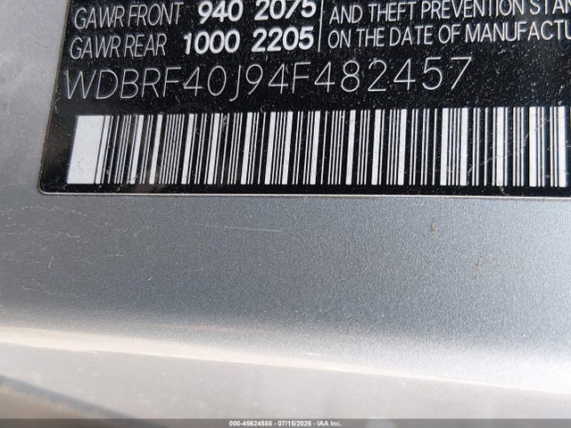 45624588 :رقم المزاد ، WDBRF40J94F482457 vin ، 2004 Mercedes-benz C 230 Kompressor Sport/sport مزاد بيع