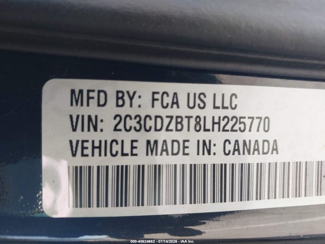 Продаж на аукціоні авто 2020 Dodge Challenger R/t, vin: 2C3CDZBT8LH225770, номер лоту: 45624662