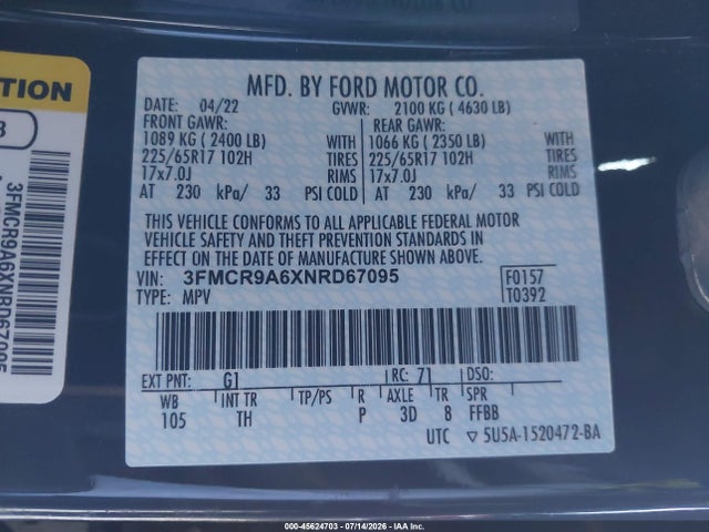 Ford Bronco Sport 2022 3FMCR9A6XNRD67095 Image 9