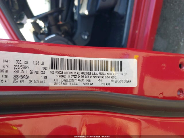 45624733 :رقم المزاد ، 1C4SDJCT1FC120471 vin ، 2015 Dodge Durango R/t مزاد بيع