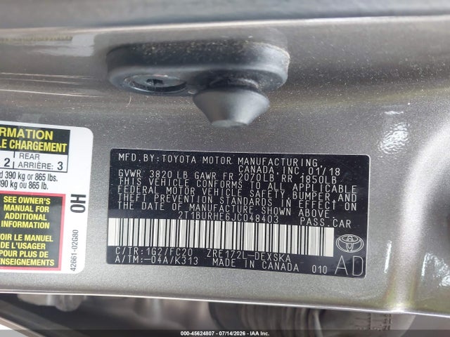 Toyota COROLLA SE 2018 2T1BURHE6JC048403 Image 9