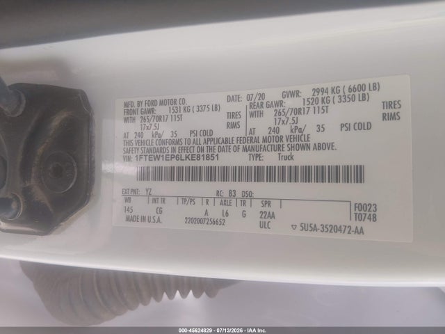 1FTEW1EP6LKE81851 Ford F-150 Xl