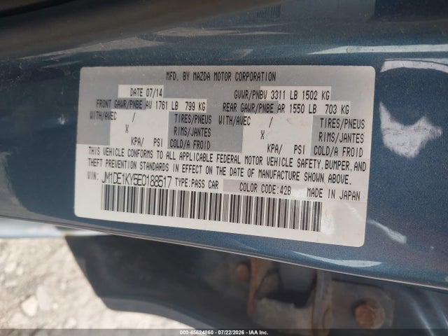 Продажа на аукционе авто 2014 Mazda Mazda2 Sport, vin: JM1DE1KY5E0188517, номер лота: 45624860