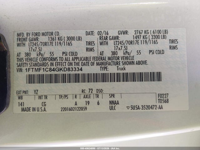 Ford F-150 Xl 2016 1FTMF1C84GKD83334 Image 9