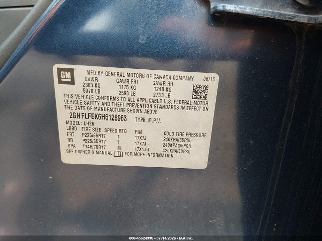 Chevrolet EQUINOX LT 2017 2GNFLFEK6H6128963 Image 9