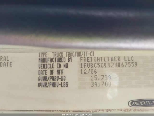 Продаж на аукціоні авто 2007 Freightliner M2 112 Medium Duty, vin: 1FUBC5CV97HW67559, номер лоту: 45624971