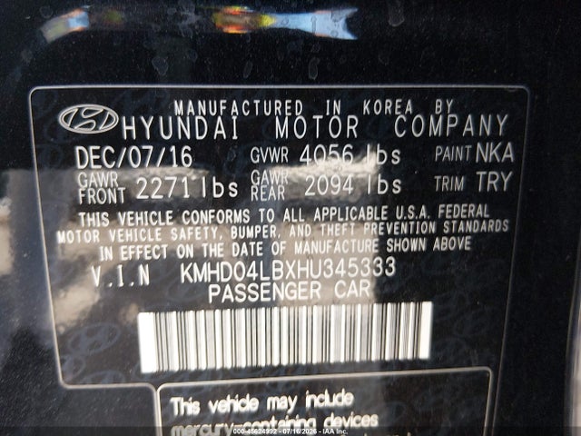 KMHD04LBXHU345333 Hyundai Elantra Sport
