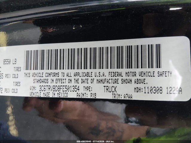Aukcja sprzedaży 2015 Ram Promaster 1500, vin: 3C6TRVBD8FE501354, numer aukcji: 45625040