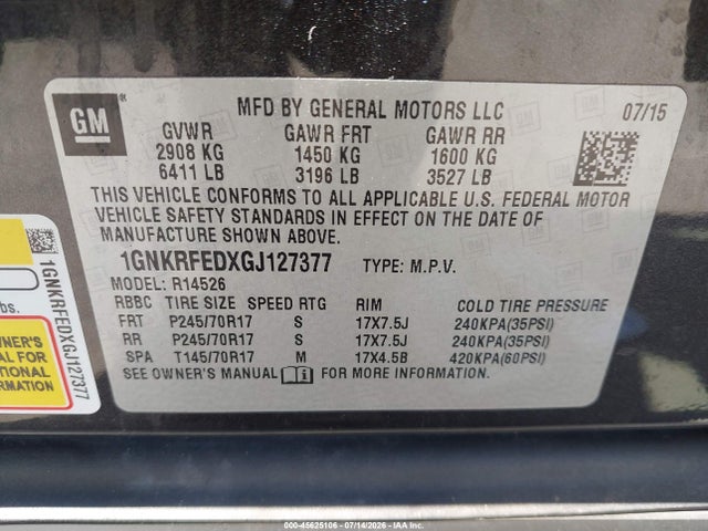 Chevrolet Traverse Ls 2016 1GNKRFEDXGJ127377 Image 9