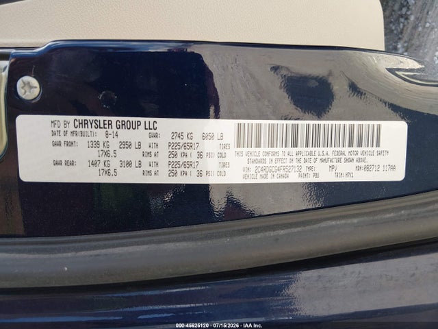 Dodge Grand Caravan Sxt 2015 2C4RDGCG4FR527132 Image 9