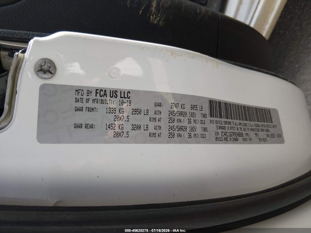 Aukcja sprzedaży 2019 Chrysler Pacifica Limited, vin: 2C4RC1GG7KR548688, numer aukcji: 45625278