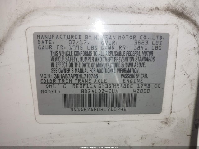 3N1AB7AP0HL710746 Nissan SENTRA SV