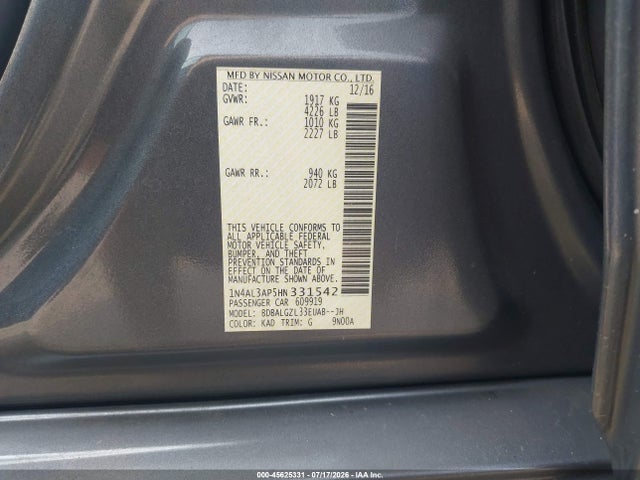 1N4AL3AP5HN331542 Nissan Altima 2.5 S