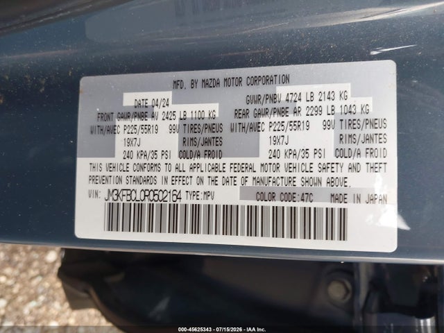 Продажа на аукционе авто 2024 Mazda Cx-5 2.5 S Carbon Edition, vin: JM3KFBCL0R0502164, номер лота: 45625343