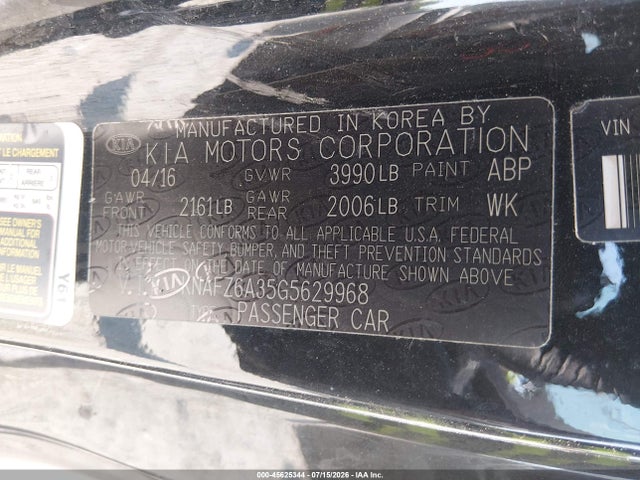 45625344 :رقم المزاد ، KNAFZ6A35G5629968 vin ، 2016 Kia Forte Koup Sx مزاد بيع
