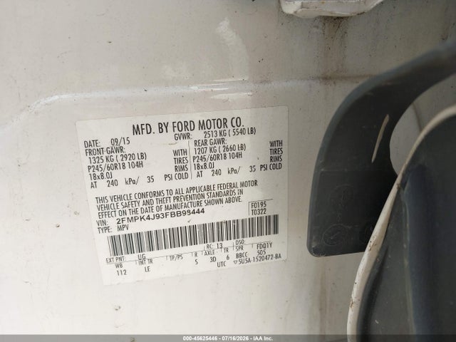 Продаж на аукціоні авто 2015 Ford Edge Sel, vin: 2FMPK4J93FBB98444, номер лоту: 45625446