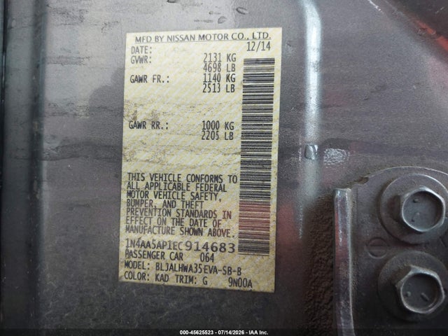 Nissan Maxima 3.5 Sv 2014 1N4AA5AP1EC914683 Image 9