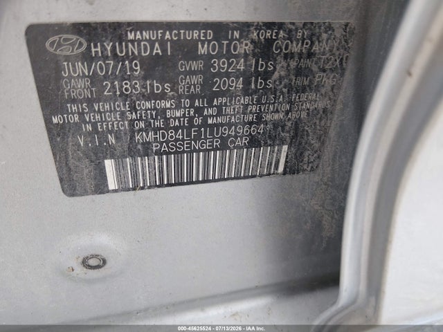 KMHD84LF1LU949664 Hyundai ELANTRA SEL