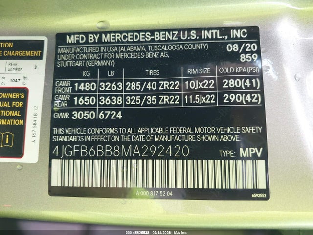 Продажа на аукционе авто 2021 Mercedes-benz Amg Gle 53 4matic, vin: 4JGFB6BB8MA292420, номер лота: 45625538