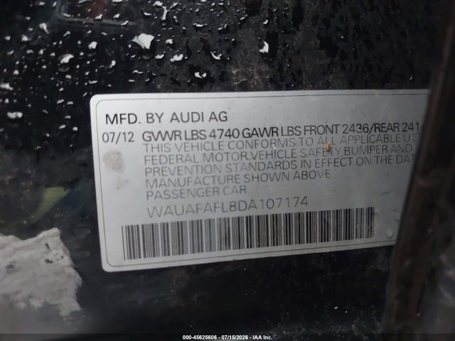 Aukcja sprzedaży 2013 Audi A4 2.0t Premium, vin: WAUAFAFL8DA107174, numer aukcji: 45625606