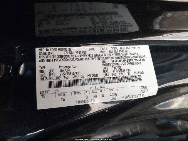 1FADP3K28FL256428 Ford FOCUS SE