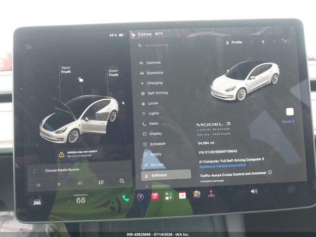 Aukcja sprzedaży 2022 Tesla Model 3 Long Range Dual Motor All-wheel Drive, vin: 5YJ3E1EB9NF119642, numer aukcji: 45625669