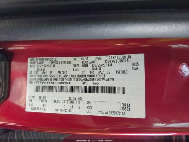 Ford F-150 King Ranch 2017 1FTEW1EF9HFC89153 Image 9