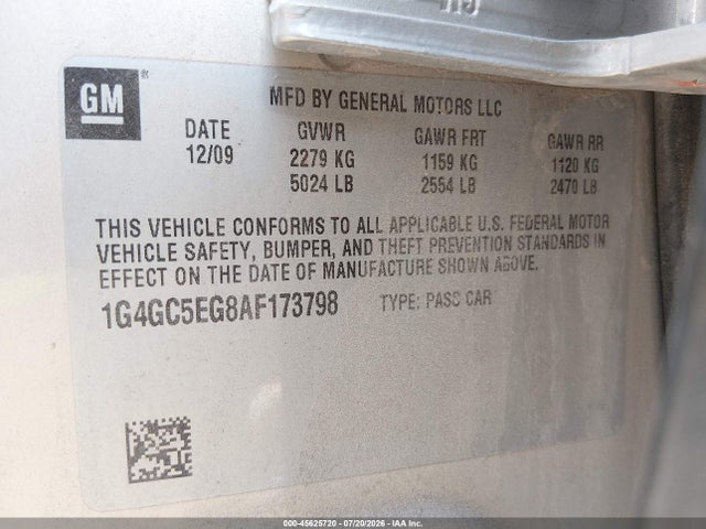 Продажа на аукционе авто 2010 Buick Lacrosse Cxl, vin: 1G4GC5EG8AF173798, номер лота: 45625720